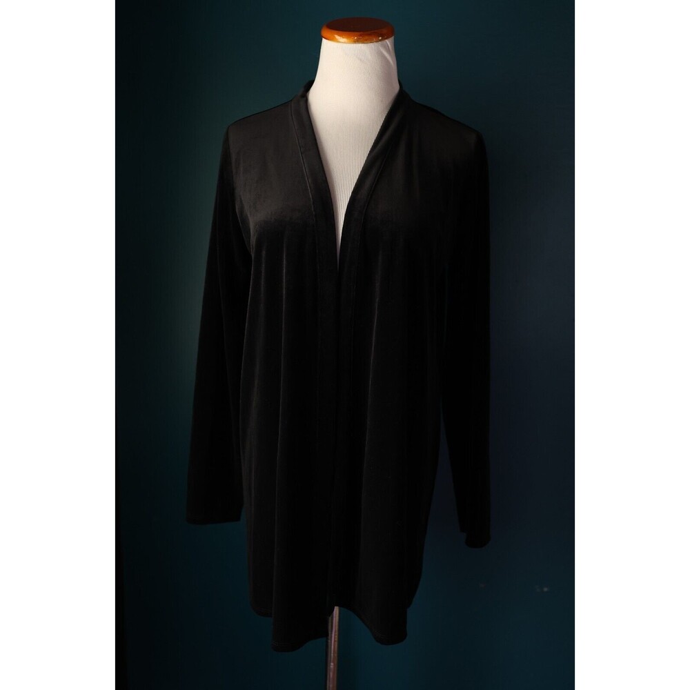 J Jill Wearever Collection Black Velvet Long Sleeve Open Cardigan Whimsigoth S